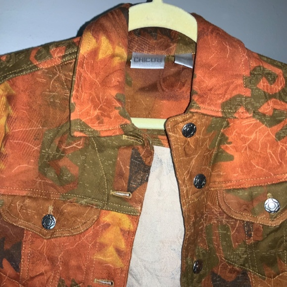 Chico’s southwestern style print cotton jacket Sz 0 (4/S) Aztec rodeo - Picture 3 of 9